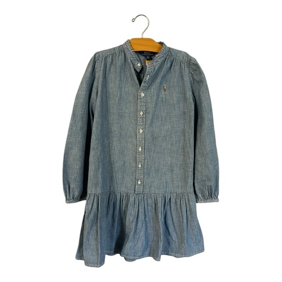 Polo Ralph Lauren Girl's Size 10 Cotton Chambray Shirtdress Blue - Picture 1 of 5